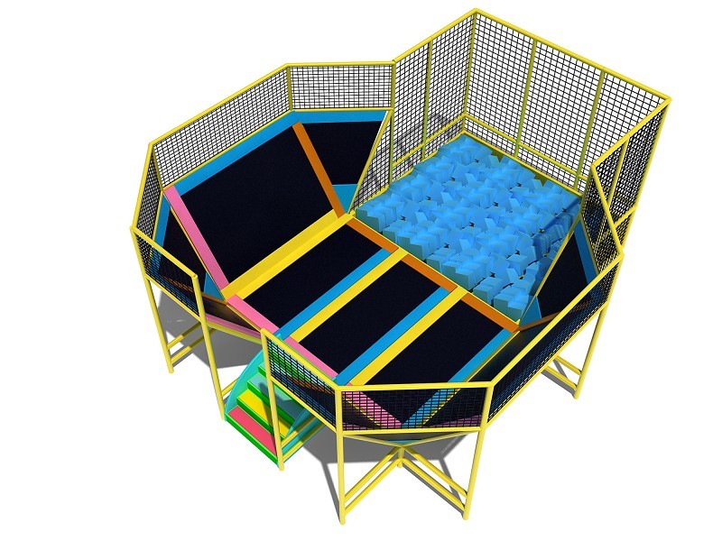 Trampoline bed ,professional trampoline park with stair 