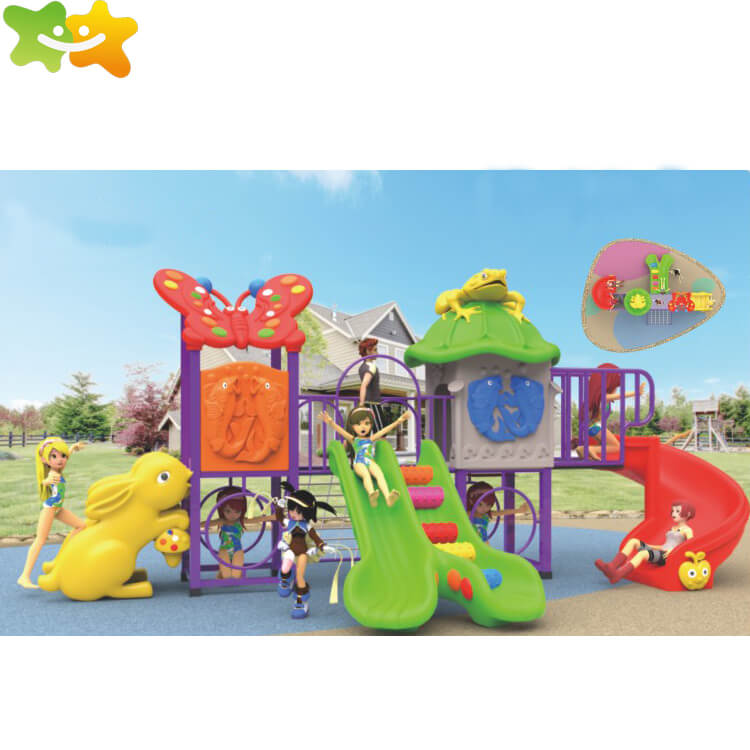 Attractive CE certificated children play center outdoor plastic playground slide for sale