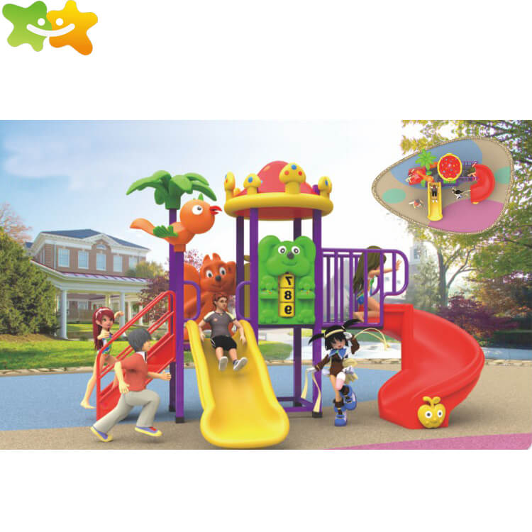 Attractive CE certificated children play center outdoor plastic playground slide for sale