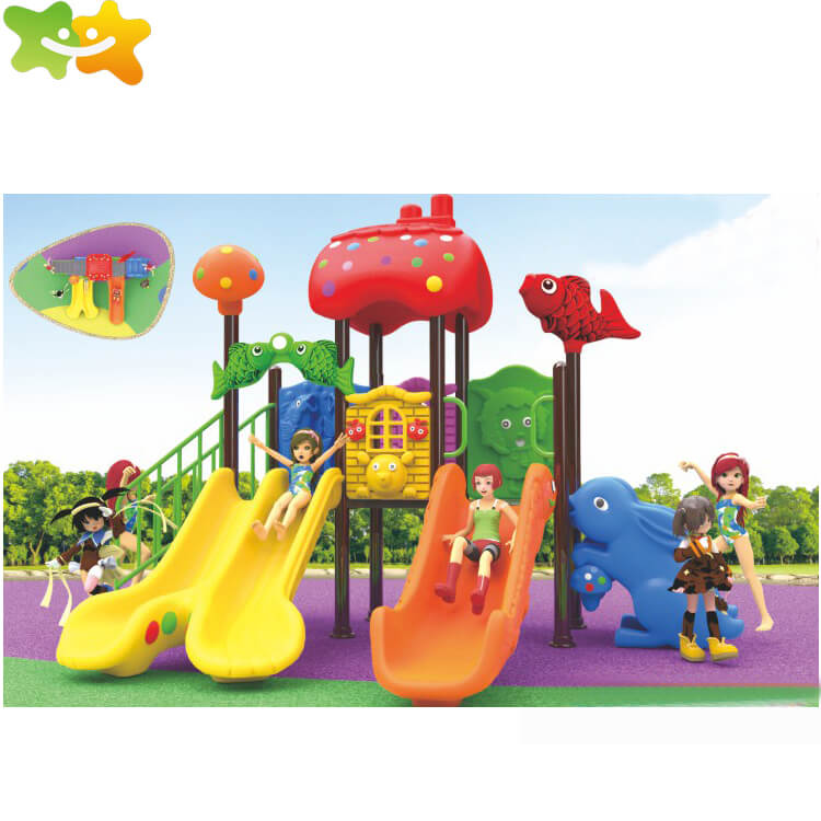 Attractive CE certificated children play center outdoor plastic playground slide for sale