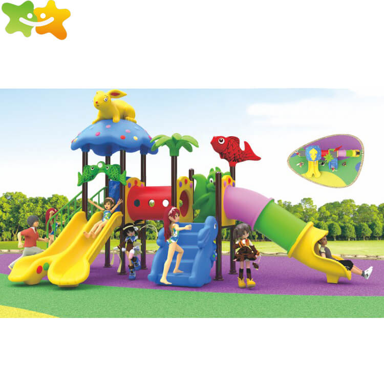 Attractive CE certificated children play center outdoor plastic playground slide for sale