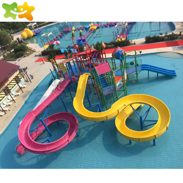 Durable large fiberglass water park spiral water slide equipment for sale