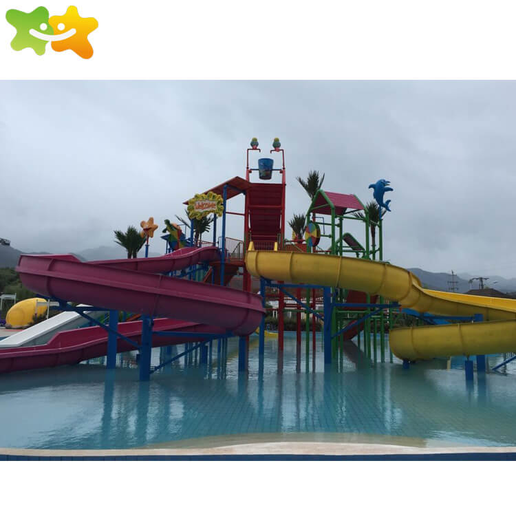 Durable large fiberglass water park spiral water slide equipment for sale